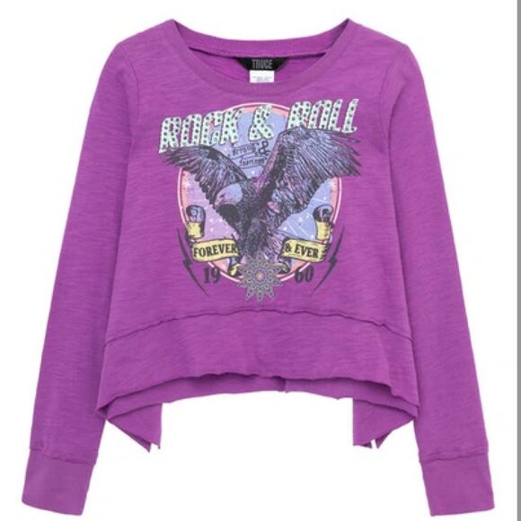 Truce Kids' Rock 'n' Roll Embellished Long Sleeve Cotton Graphic T-shirt - Picture 1 of 3